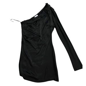 ONE SLEEVE SATIN MINI DRESS